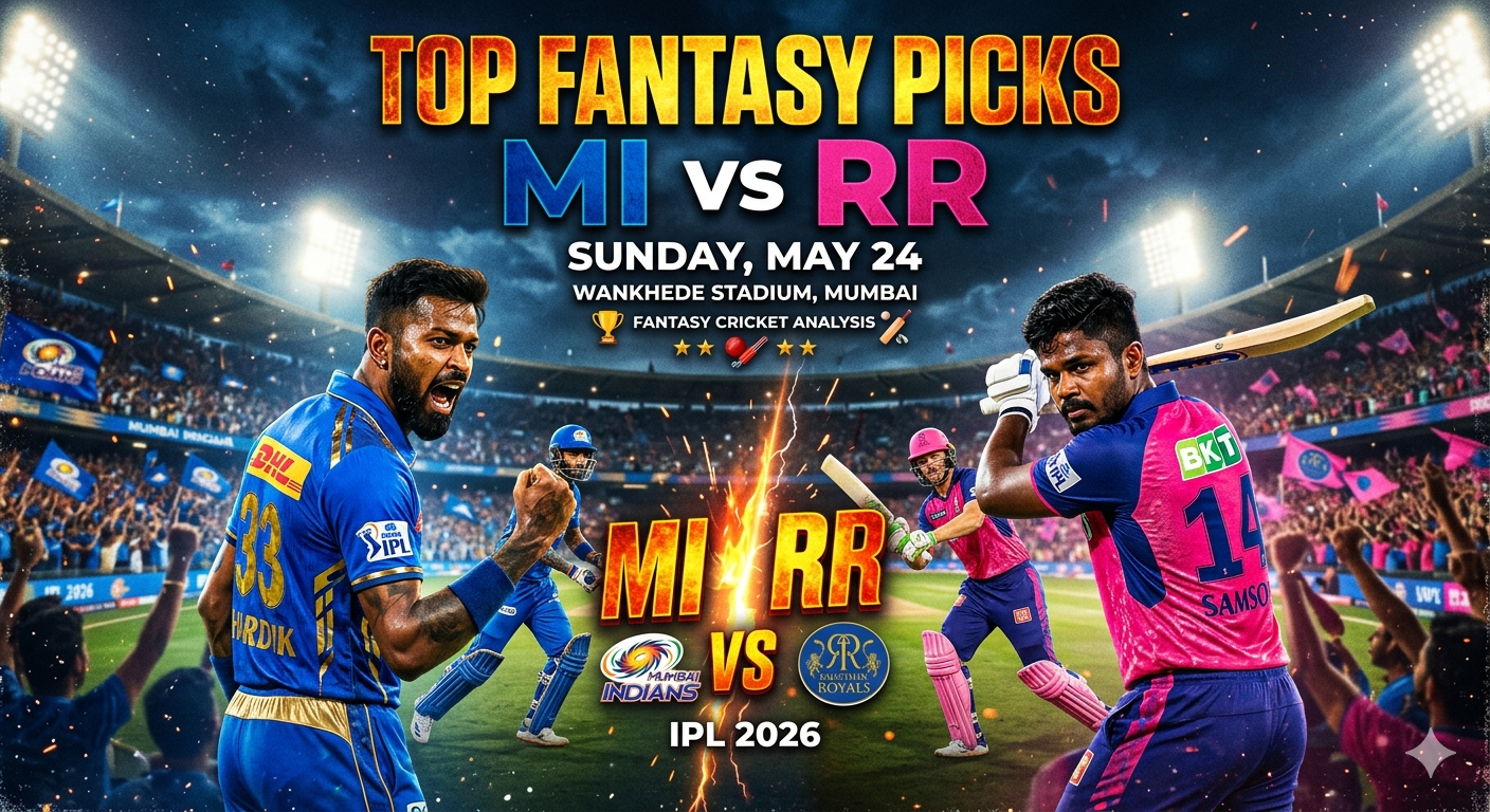 Top Fantasy Picks for MI vs RR - IPL 2026, Sunday, May 24
