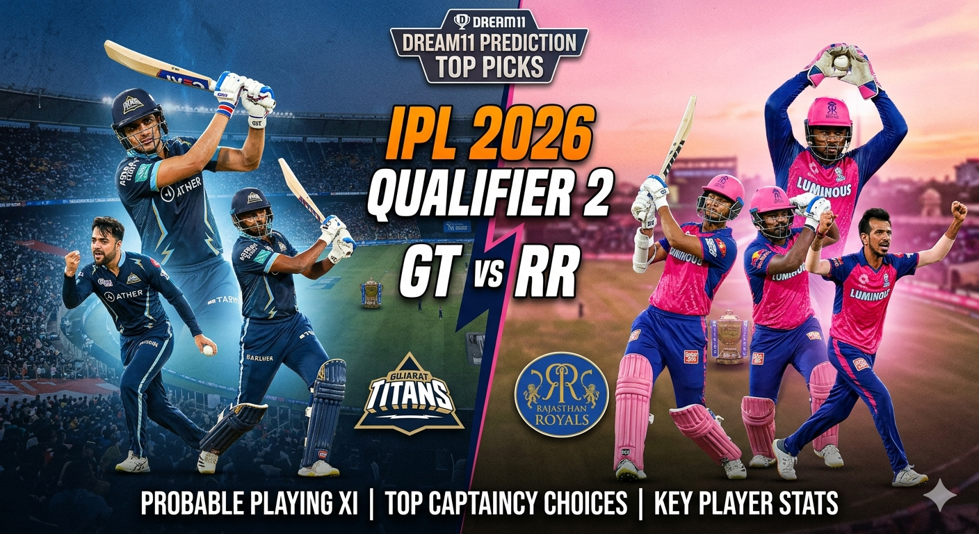 GT vs RR Dream11 Prediction Top Picks – IPL 2026 Qualifier 2