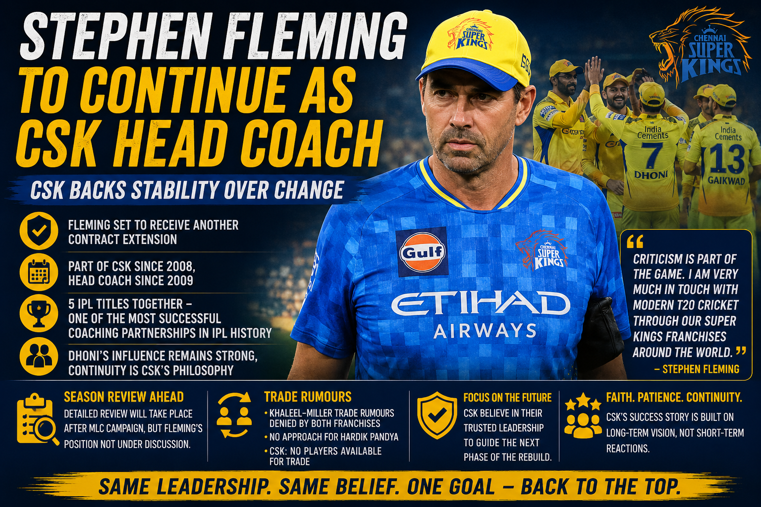 Stephen Fleming Set to Continue as CSK Head Coach Despite Fan Criticism After IPL Struggles